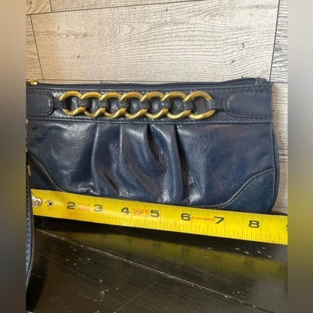 Wilson leather navy blue‎ wristlet NWT